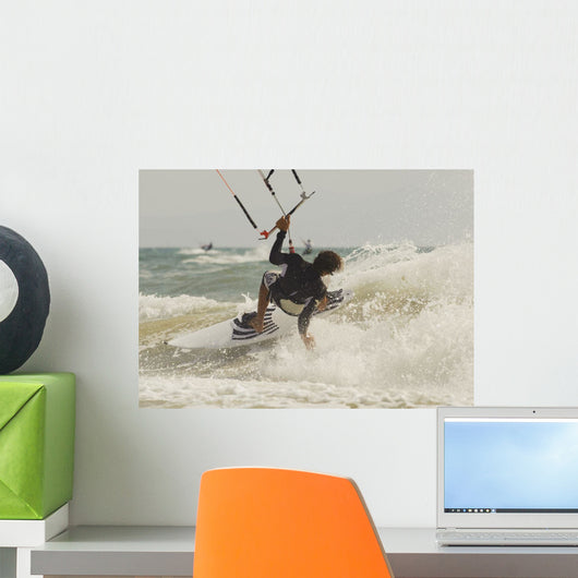 Kitesurfer Catching A Wave Wall Mural