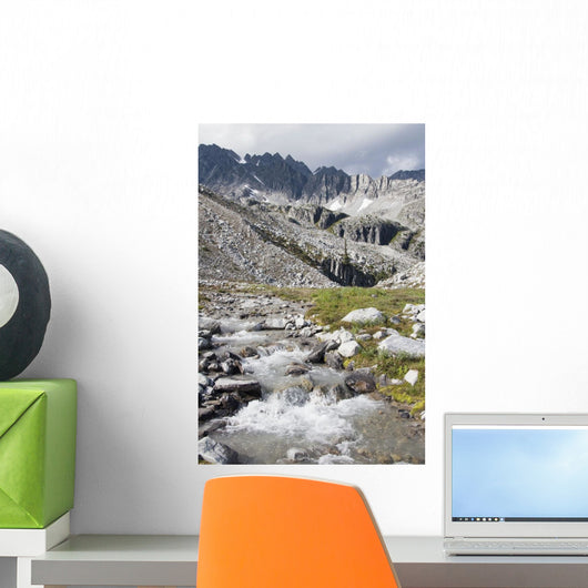 Mountain Stream And Mountains Wall Mural