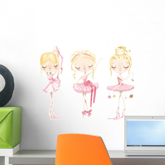 Beautiful Cute Ballerina Girl Wall Decal Sticker Set