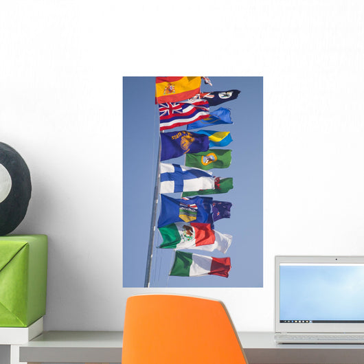 International Flags On A Flagpole Wall Mural