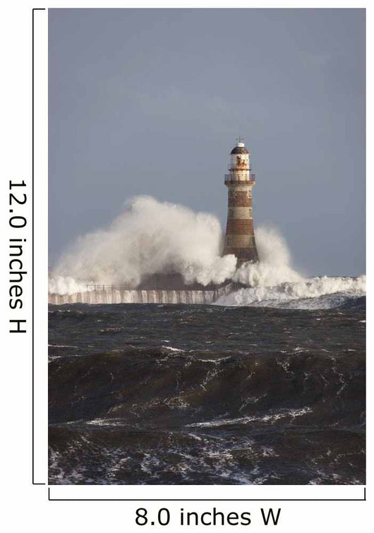 Waves Crashing Against A Lighthouse Wall Mural