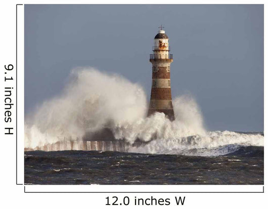 Waves Crashing Against A Lighthouse Wall Mural