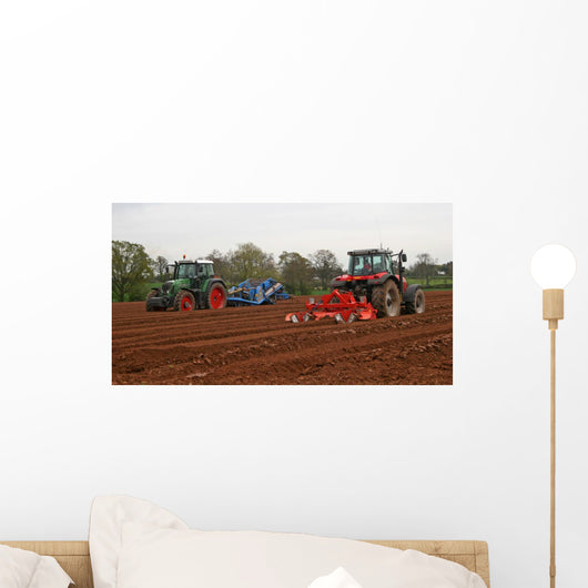 Tractors Ploughing Wall Mural