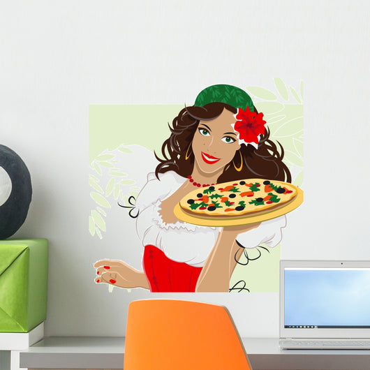 pizza girl Wall Decal