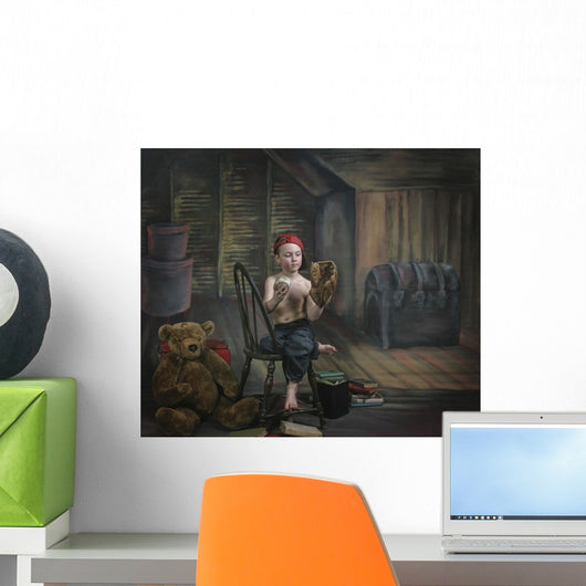 A Boy In The Attic With Old Relics Wall Mural