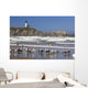 Seagulls On The Beach And Yaquina Head Lighthouse On The Oregon Coast Wall Mural