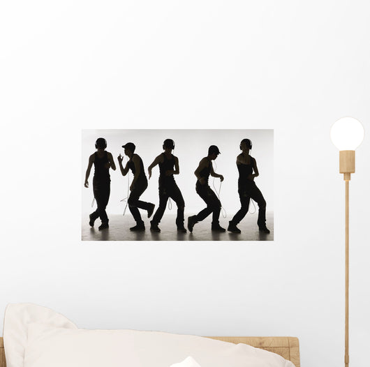 Composite Image Of A Boy Dancing With Headphones Wall Mural