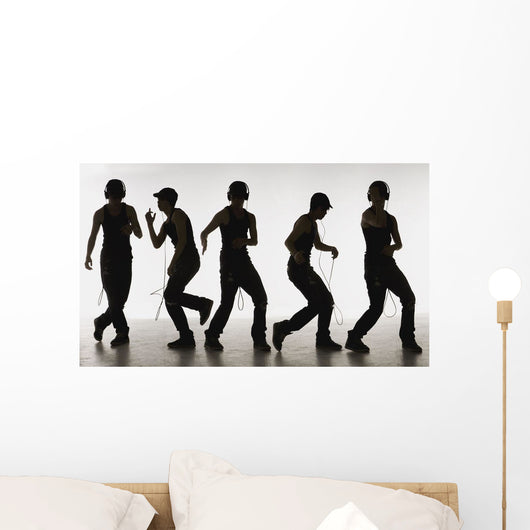 Composite Image Of A Boy Dancing With Headphones Wall Mural