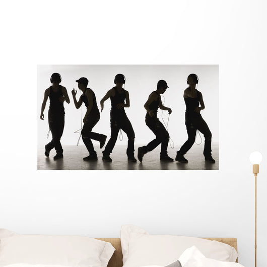 Composite Image Of A Boy Dancing With Headphones Wall Mural
