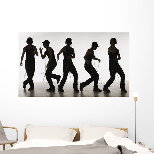 Composite Image Of A Boy Dancing With Headphones Wall Mural