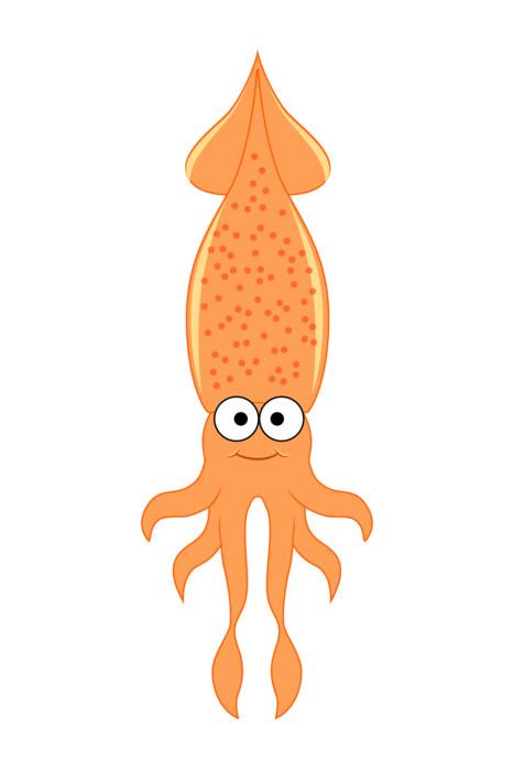 Cute Cartoon Squid Vector Wall Decal