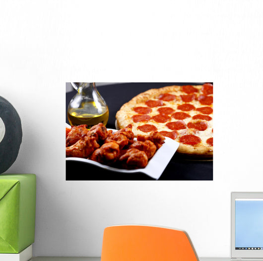 pepperoni pizza and chicken wings combo Wall Mural