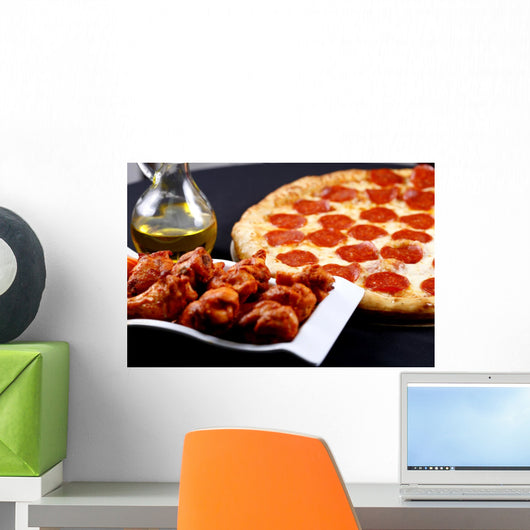 pepperoni pizza and chicken wings combo Wall Mural