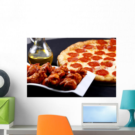 pepperoni pizza and chicken wings combo Wall Mural