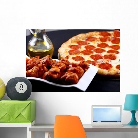 pepperoni pizza and chicken wings combo Wall Mural