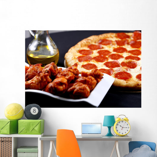 pepperoni pizza and chicken wings combo Wall Mural