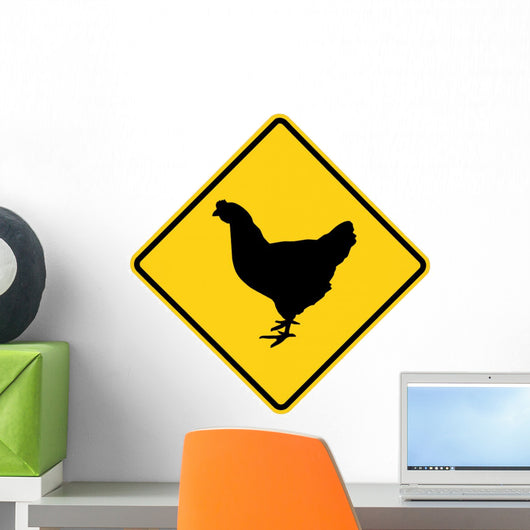 Road Sign Chicken Crossing Wall Mural