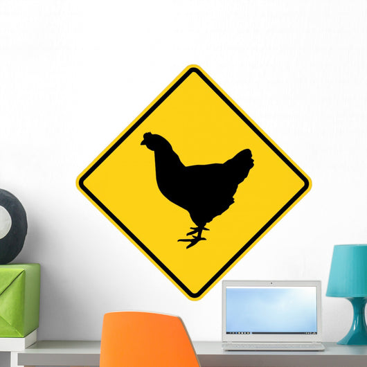 Road Sign Chicken Crossing Wall Mural