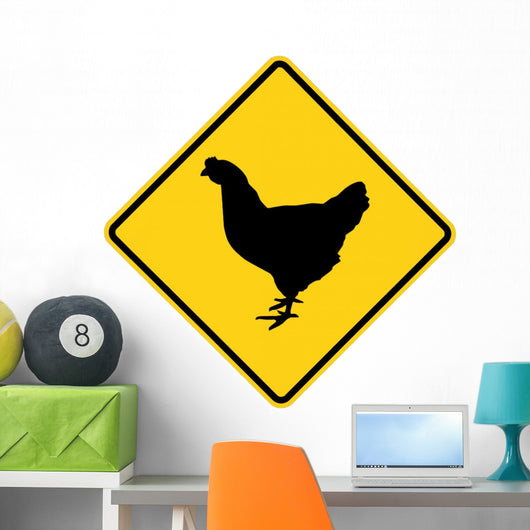 Road Sign Chicken Crossing Wall Mural