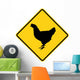 Road Sign Chicken Crossing Wall Mural
