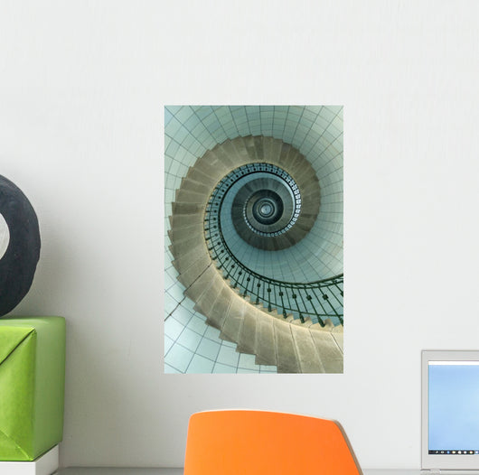 Looking Up The Spiral Staircase Of The Lighthouse Wall Mural