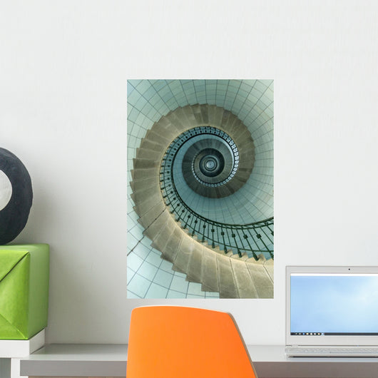Looking Up The Spiral Staircase Of The Lighthouse Wall Mural