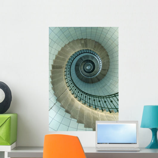 Looking Up The Spiral Staircase Of The Lighthouse Wall Mural