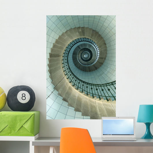 Looking Up The Spiral Staircase Of The Lighthouse Wall Mural