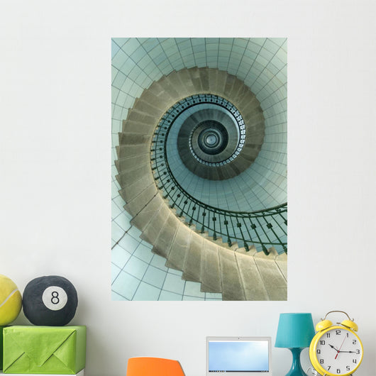 Looking Up The Spiral Staircase Of The Lighthouse Wall Mural