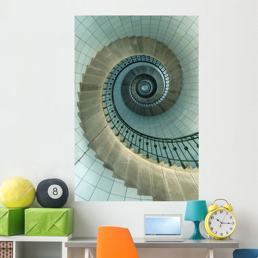 Looking Up The Spiral Staircase Of The Lighthouse Wall Mural