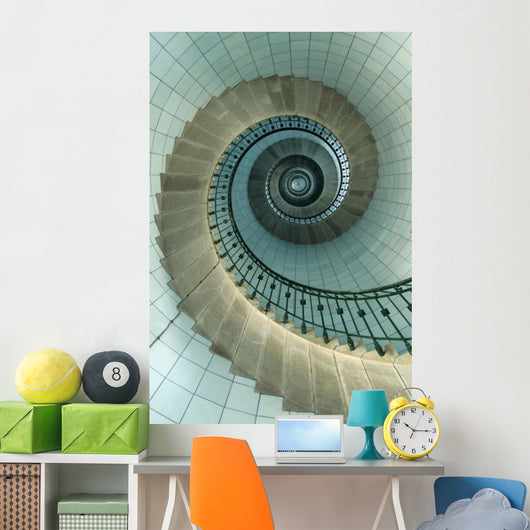 Looking Up The Spiral Staircase Of The Lighthouse Wall Mural