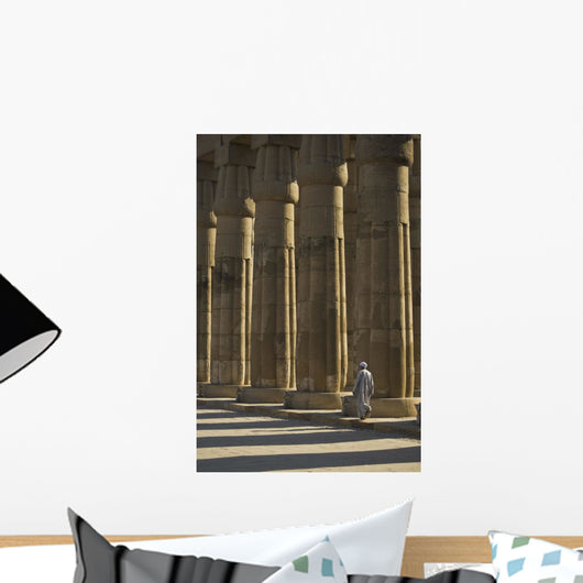 Temple Guard Walking Past Columns In Court Of Amenophis Iii Wall Mural