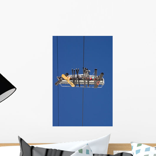 People Riding On Ski Lift At Risoul Wall Mural