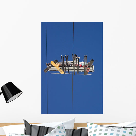 People Riding On Ski Lift At Risoul Wall Mural