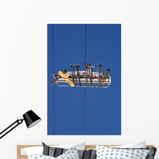 People Riding On Ski Lift At Risoul Wall Mural