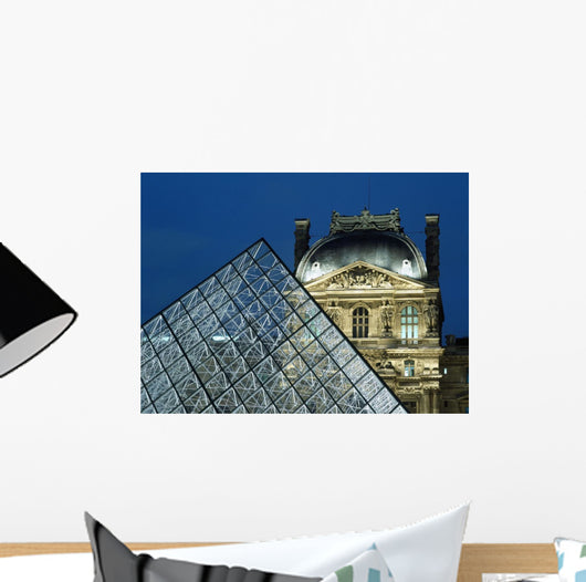 Detail Of The Glass Pyramid Outside The Louvre Museum At Dusk Wall Mural