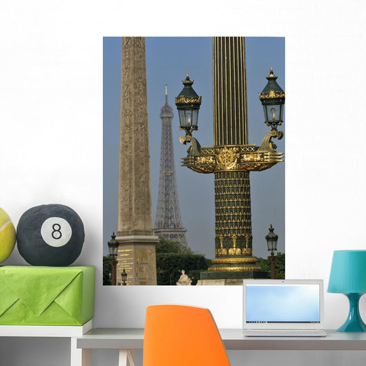 Eiffel Tower And Street Lights Wall Mural