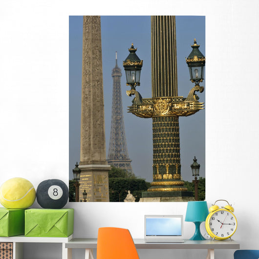 Eiffel Tower And Street Lights Wall Mural