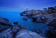 Small Lighthouse And House At Dusk Wall Mural