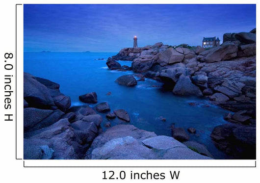 Small Lighthouse And House At Dusk Wall Mural