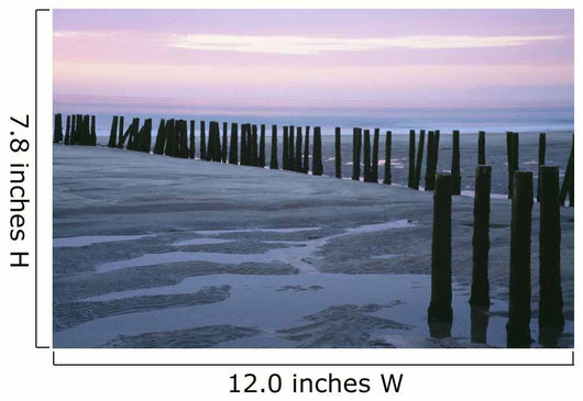 Seascape At Dusk With Pillars In Foreground, Biarritz Wall Mural