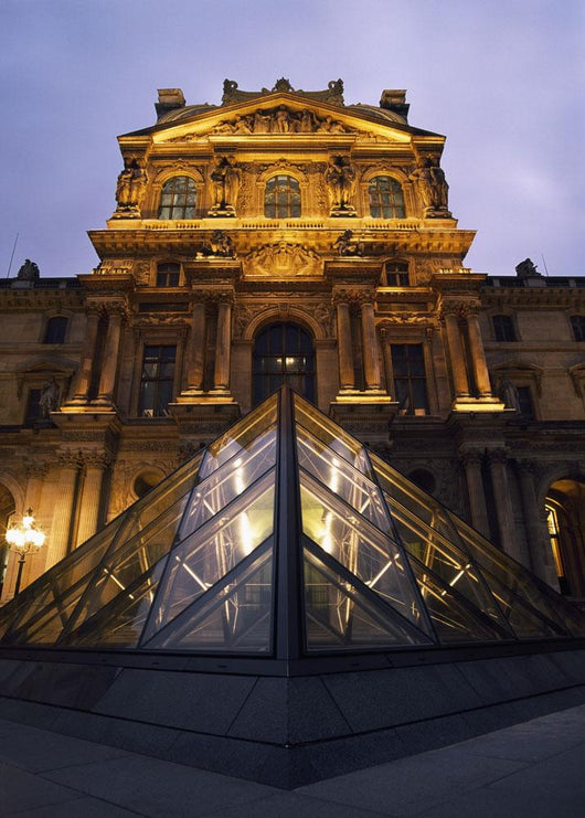 Small Glass Pyramid Outside The Louvre Museum At Dusk Wall Mural