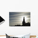 Airplane Contrails Above Lighthouse Wall Mural