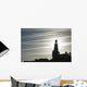Airplane Contrails Above Lighthouse Wall Mural