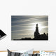 Airplane Contrails Above Lighthouse Wall Mural