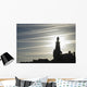 Airplane Contrails Above Lighthouse Wall Mural