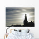 Airplane Contrails Above Lighthouse Wall Mural