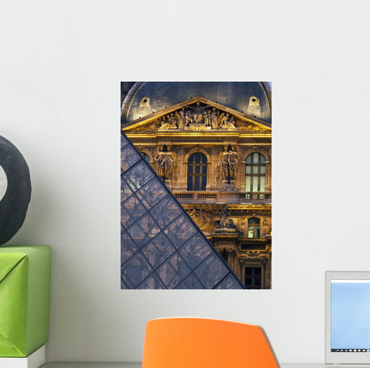 Detail Of The Glass Pyramid Outside The Louvre Museum At Dusk Wall Mural
