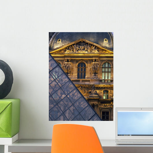 Detail Of The Glass Pyramid Outside The Louvre Museum At Dusk Wall Mural