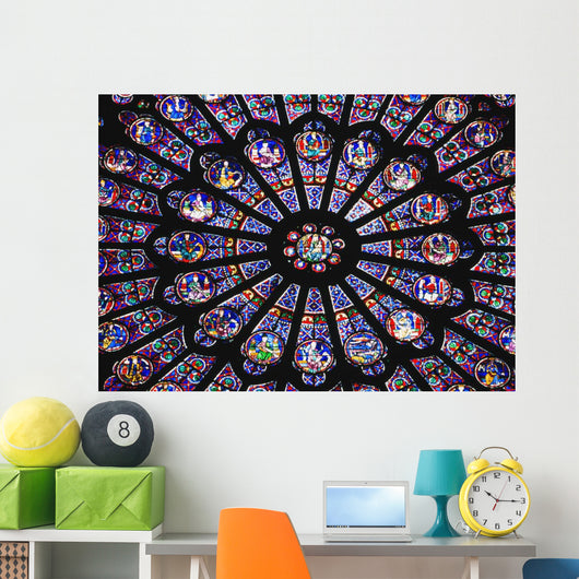 Rose Window In The Notre Dame Cathedral Wall Mural